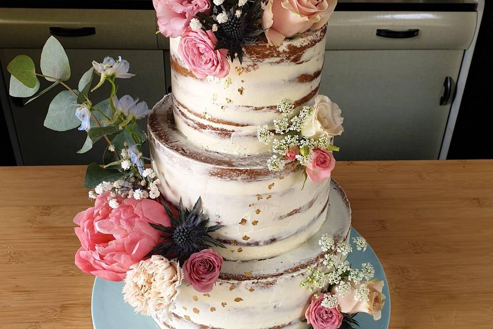 Naked cake fleuri