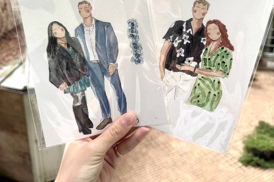 Croquis personnalisé aquarelle