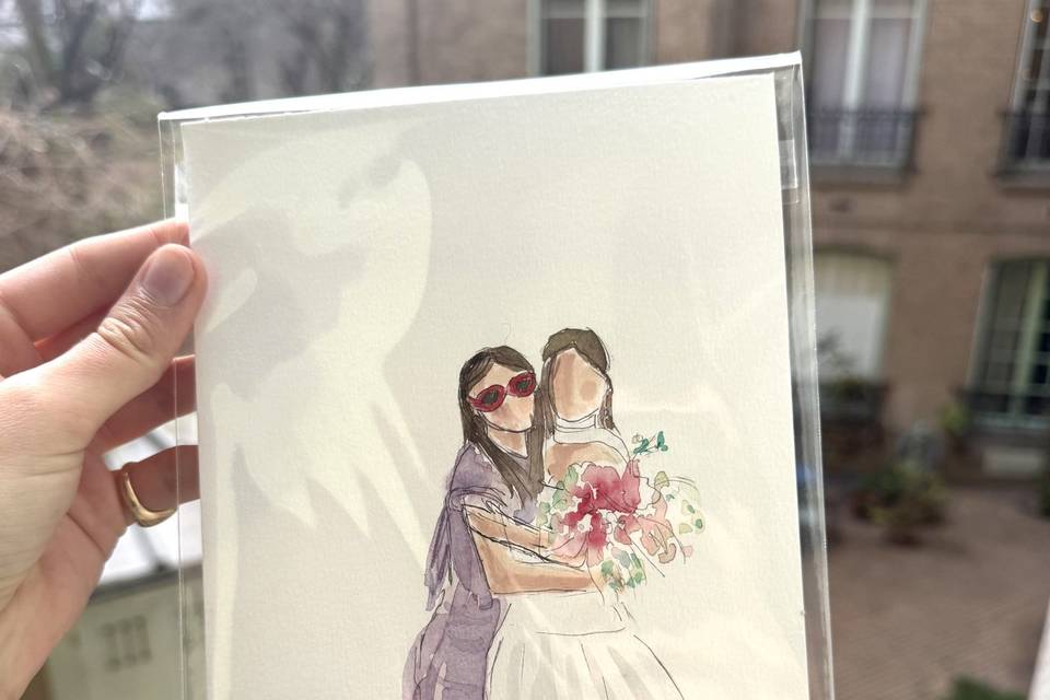 Croquis personnalisé aquarelle
