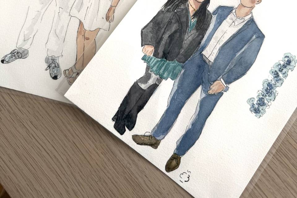 Croquis personnalisé aquarelle
