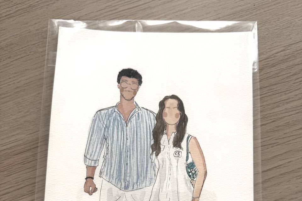 Croquis personnalisé aquarelle