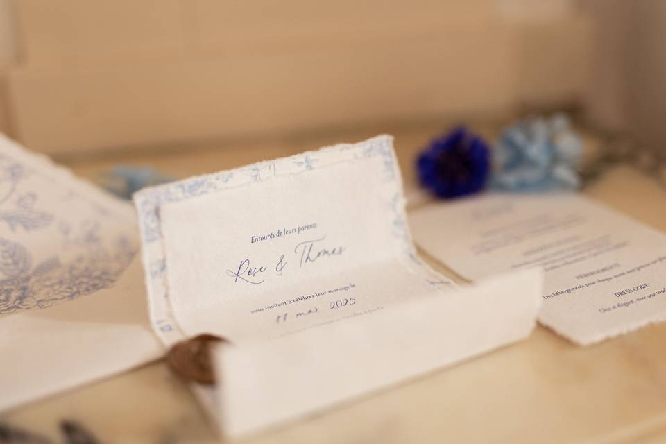 Intérieur faire-part bleu