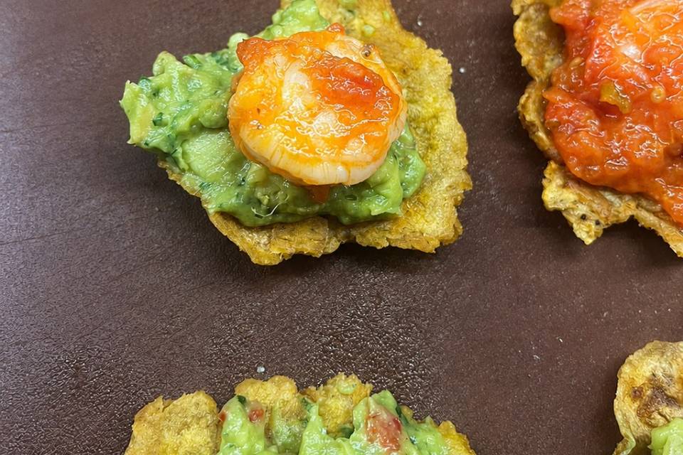 Mini patacones crevette