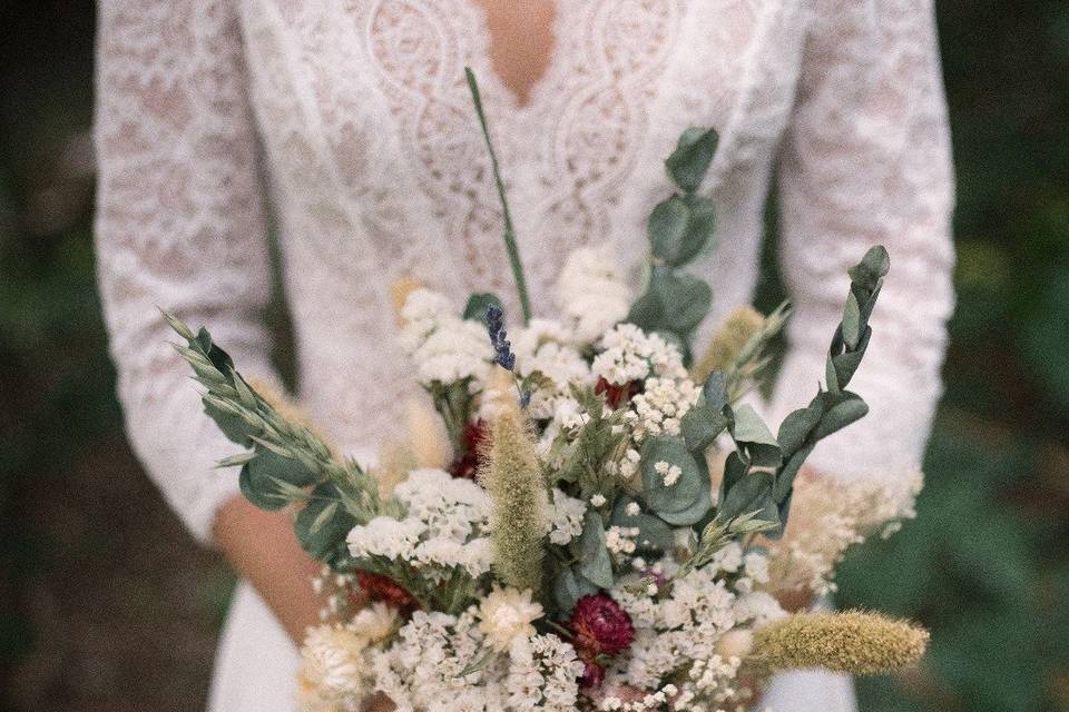 Bouquet mariée fleurs séchées