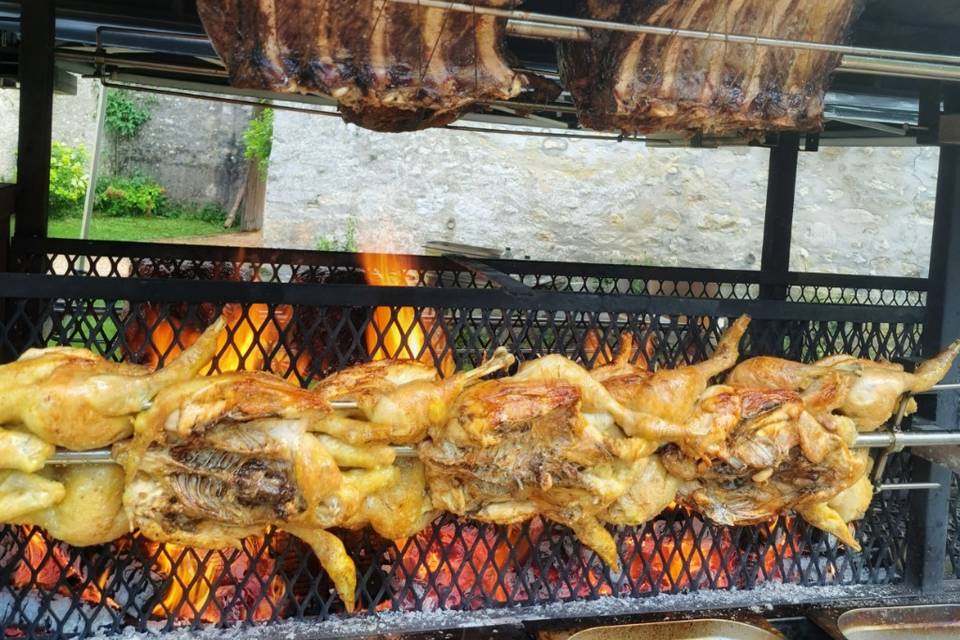 Cotes de bœuf et poulet fermie