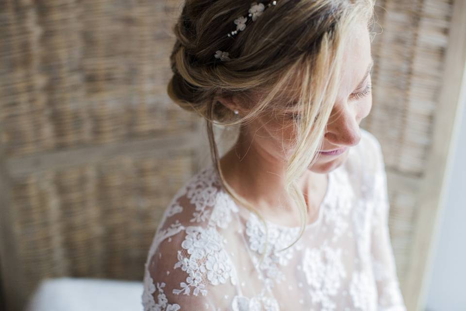 Mariée Robe Coiffure Détail