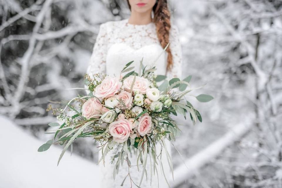 Bouquet de mariée hivernal