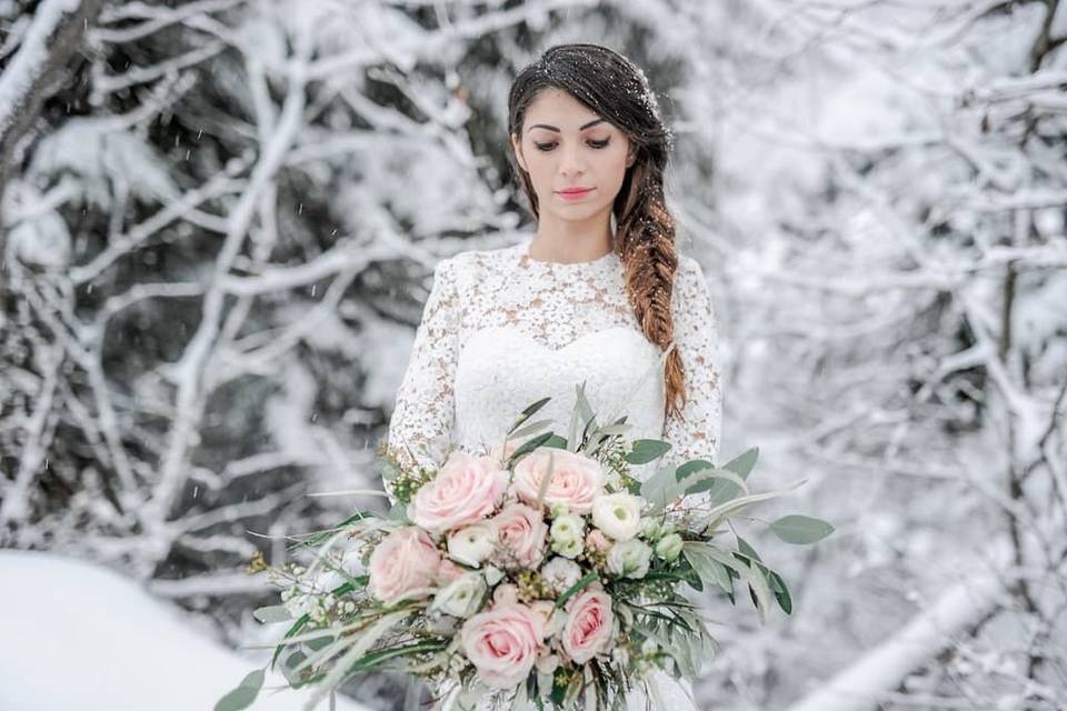 Bouquet de mariée hivernal