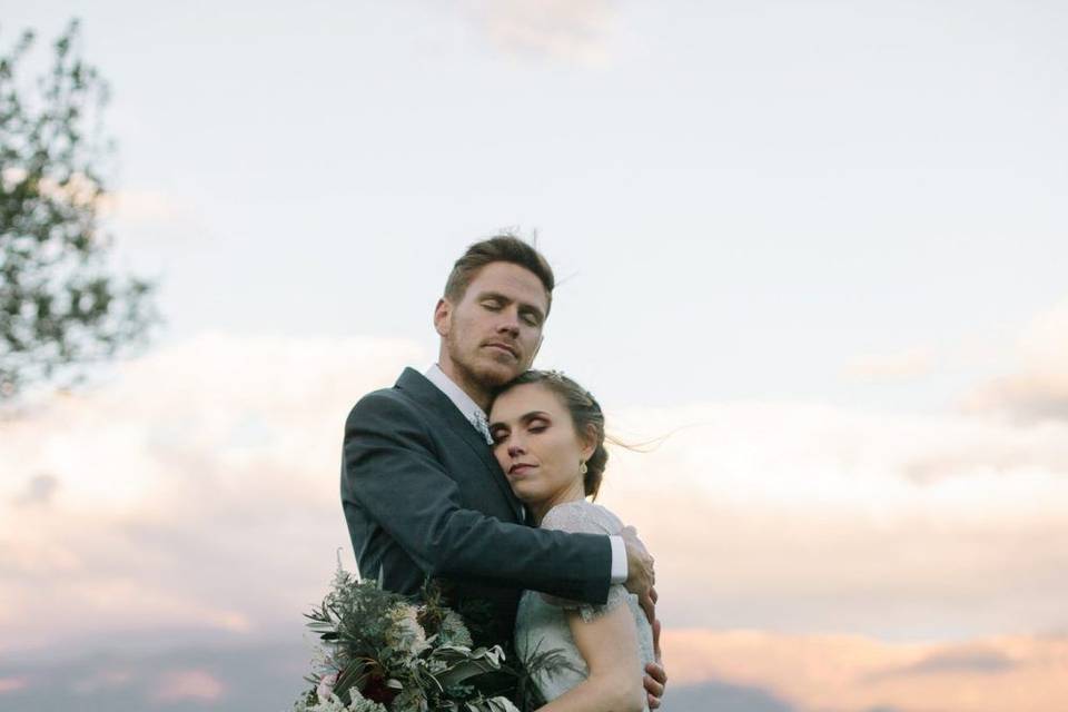 Bouquet de mariée bordeau