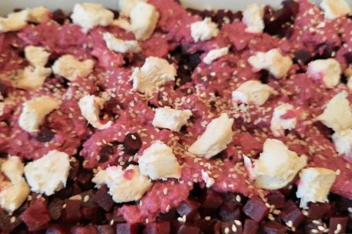 Betteraves mousse sésames chev