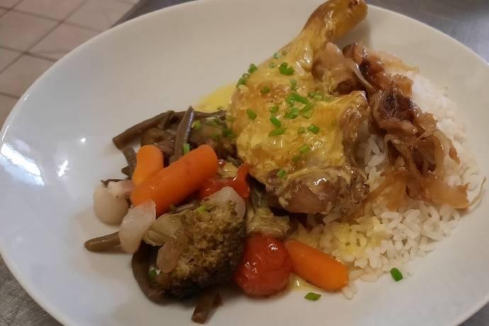 Poulet crème de curry légumes