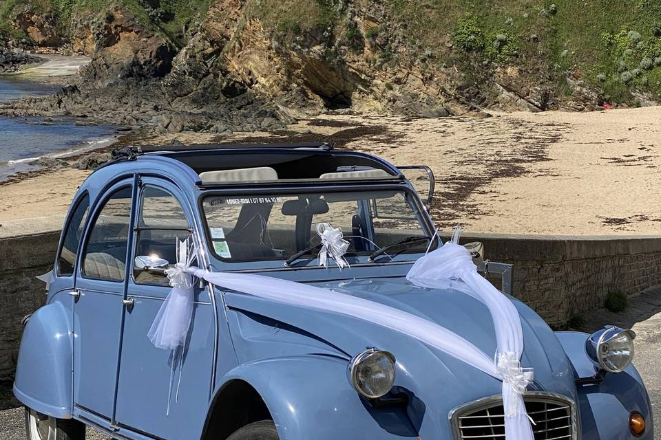 2cv bleu Plage Grands Sables