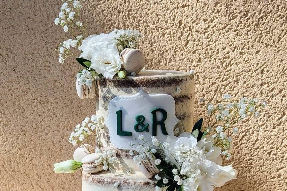 Nude cake fleuri