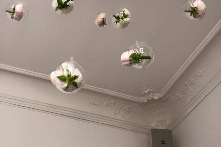 Verrines florales suspendues