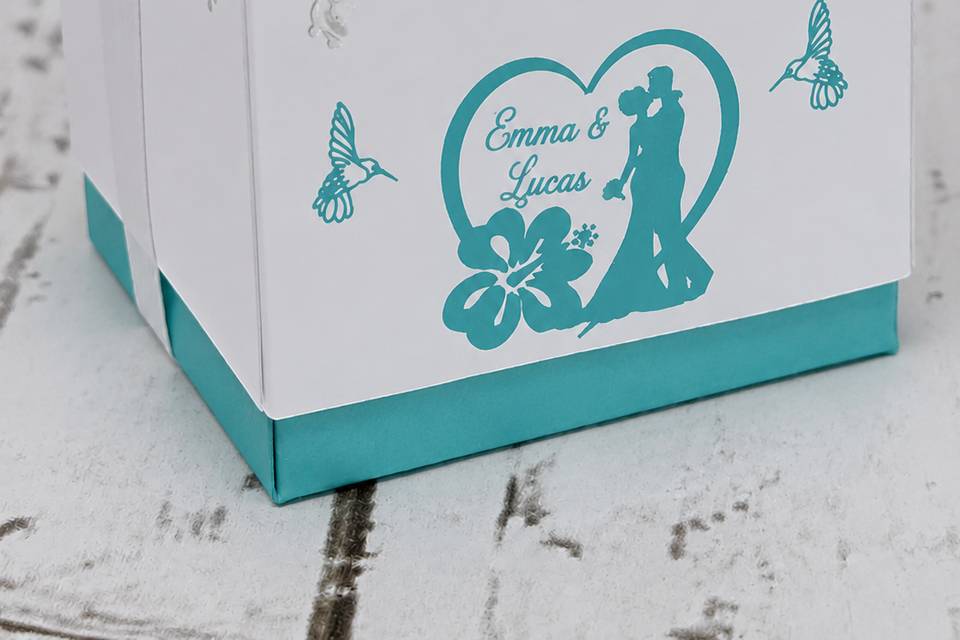 Boite dragée invité tropical