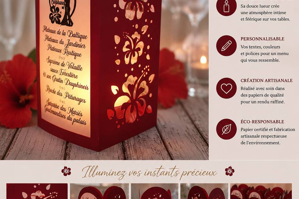 Menu photophore hibiscus