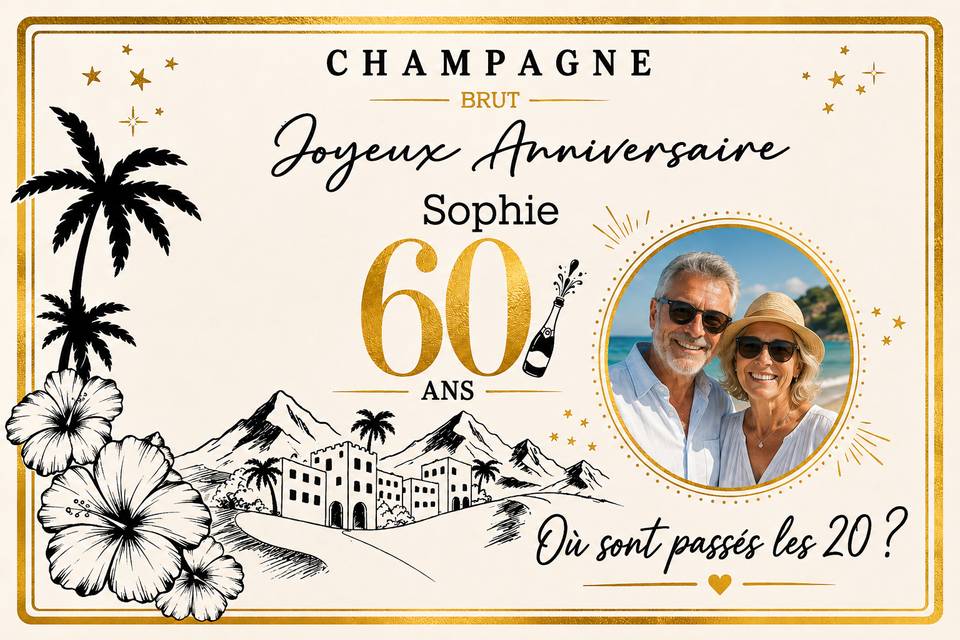 Etiquette champagne anniv