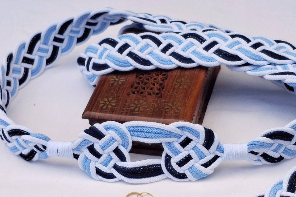 Ruban de mariage coeurs bleus