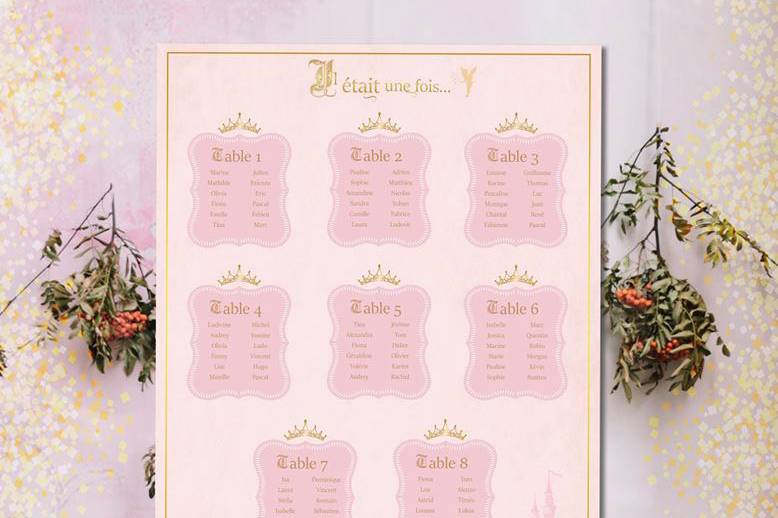 Plan de table toile disney