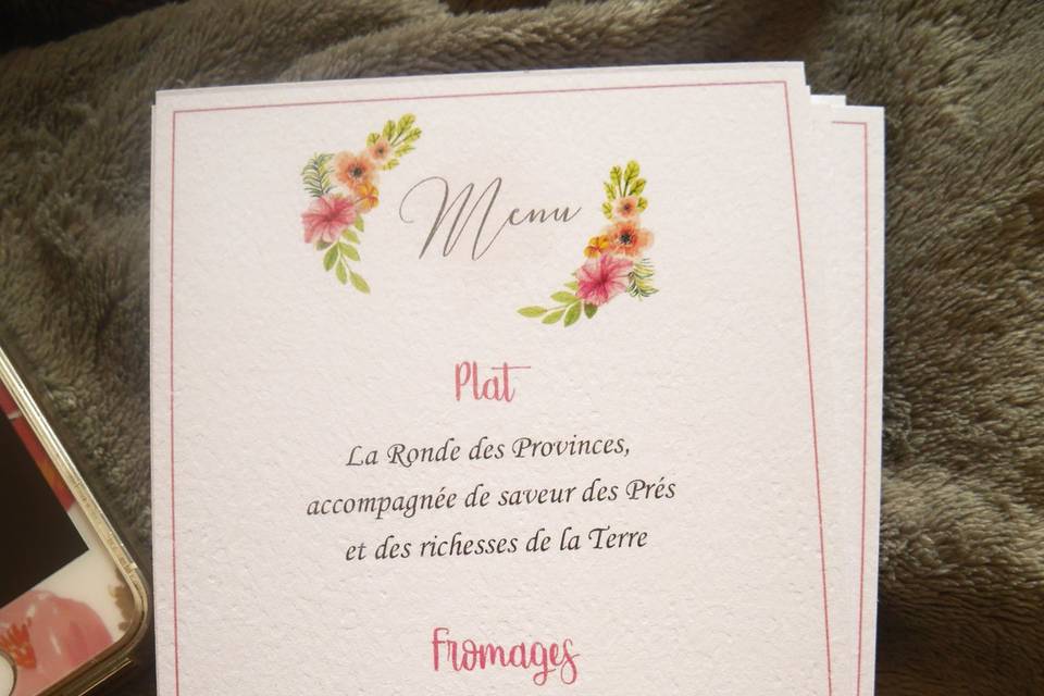 Menu mariage