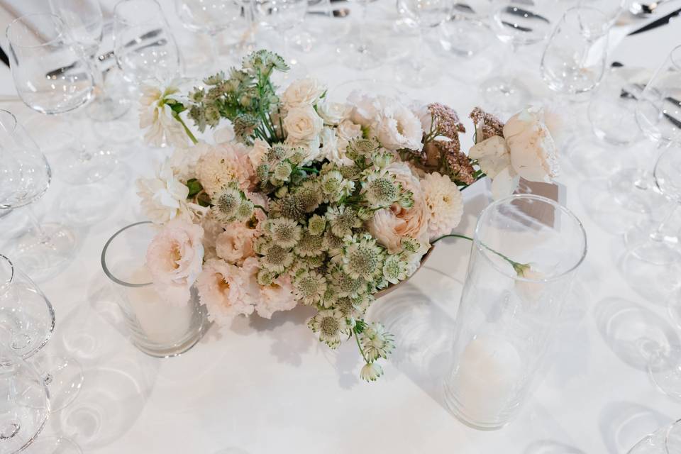 Centre de table beige et rose