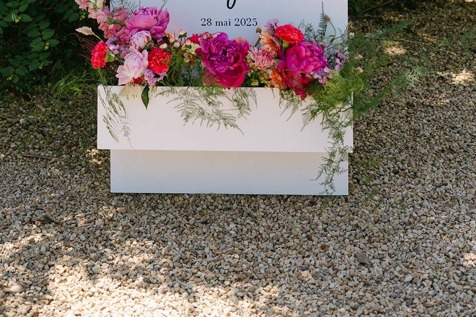 Panneau accueil mariage fleurs