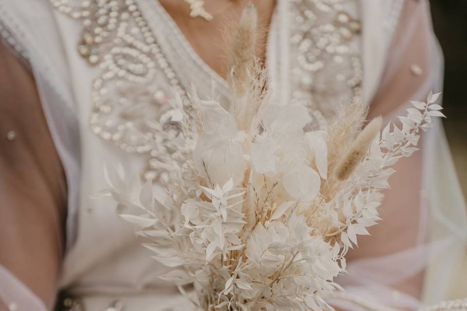 Bouquet mariée fleurs séchées