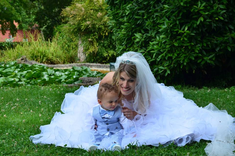 Jardin mariée avec bébé