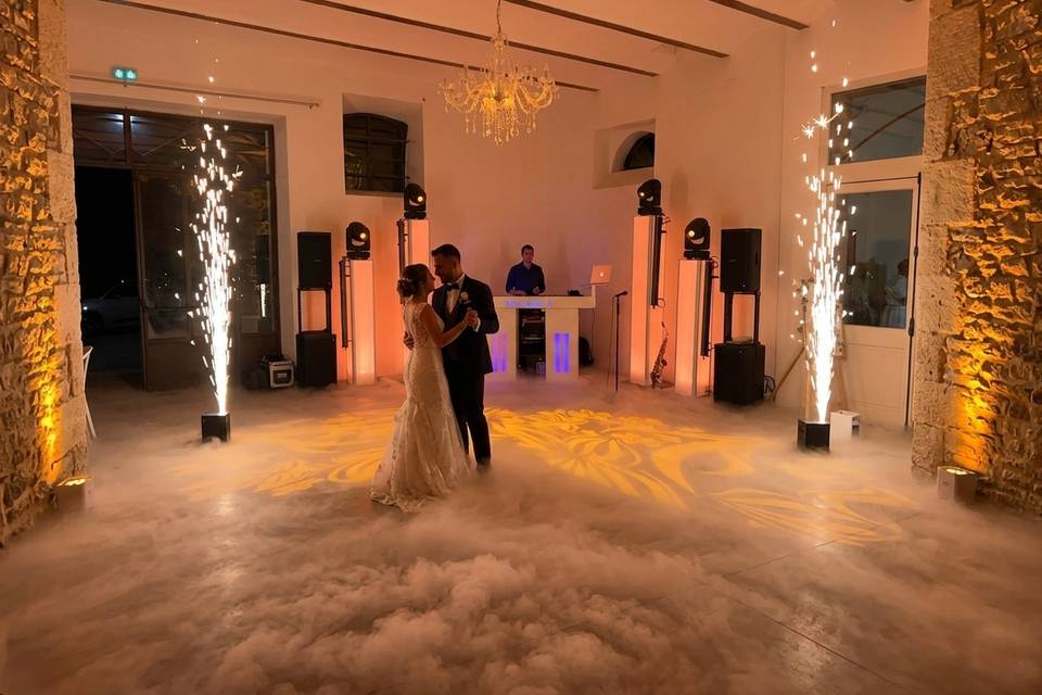 Mariage avec fumée lourde