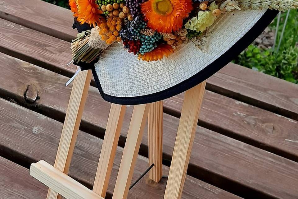 Chapeau mariée fleurs séchée