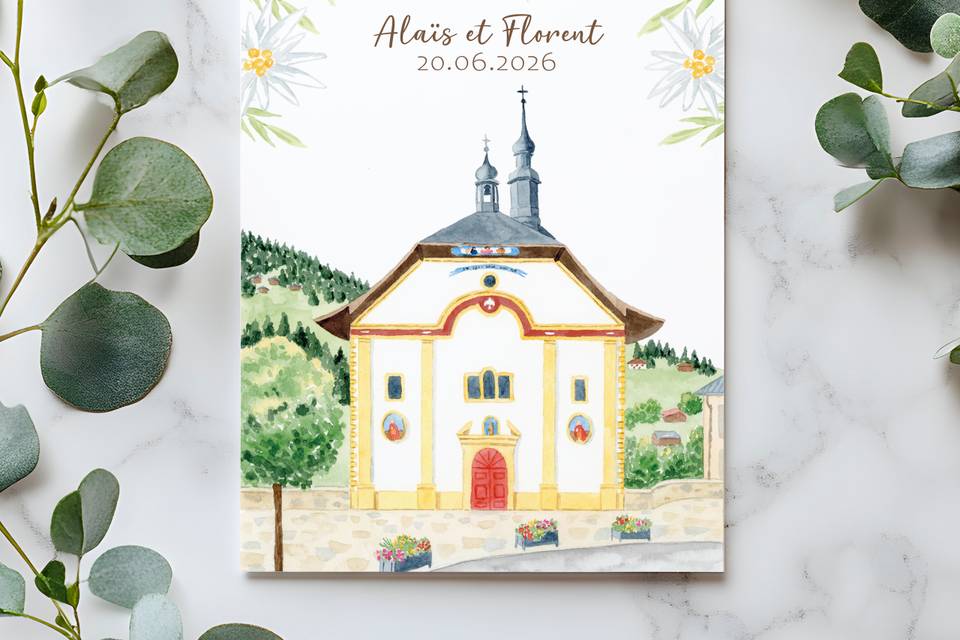 Faire-part aquarelle montagne