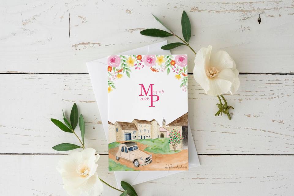 Faire-part mariage aquarelle