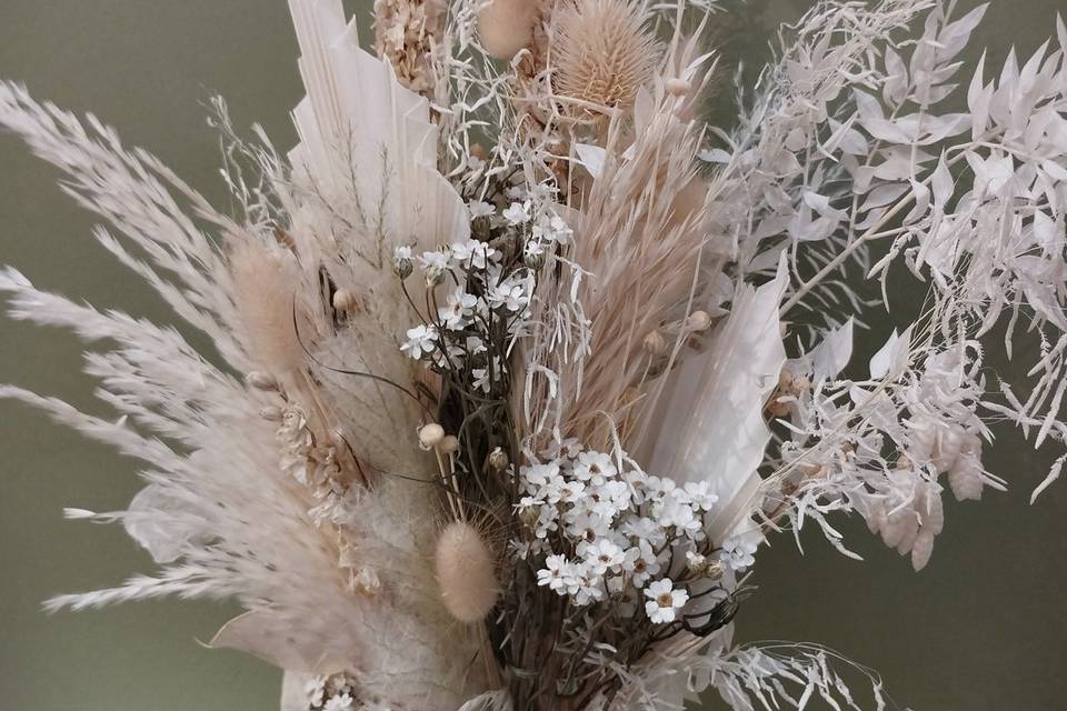 Bouquet de mariée séché blanc