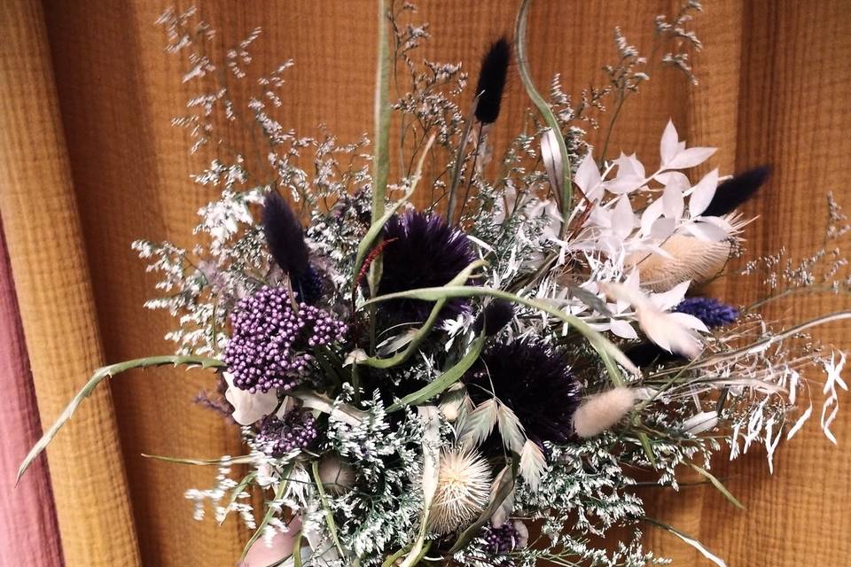 Bouquet de mariée séché violet