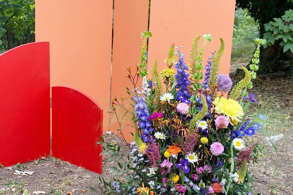 Composition fleurs multicolore