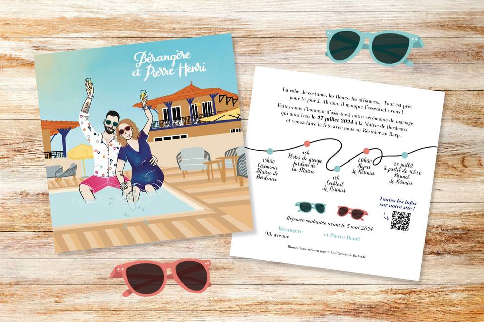 Faire-part Mariage - Piscine