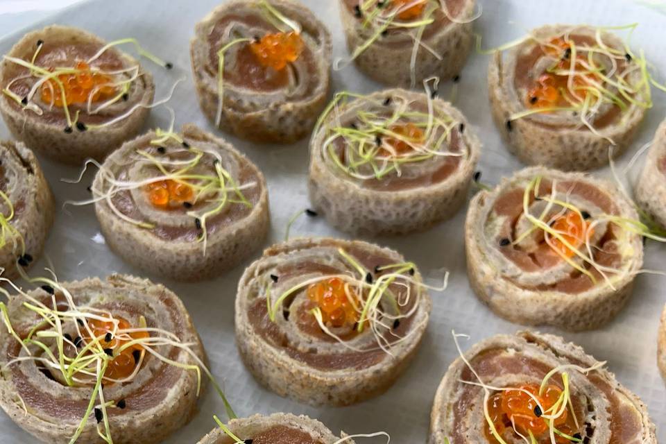 Roll de blé noir, saumon fumé