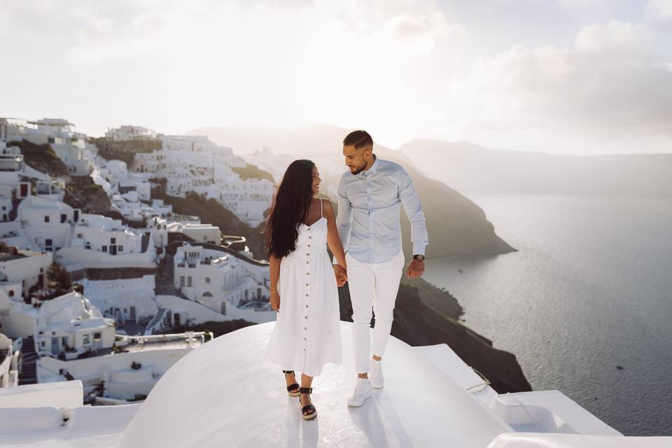 Séance engagement à Santorin