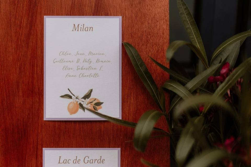Plan de table DOLCE VITA