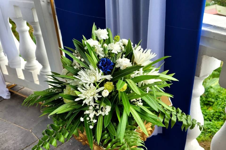 Bleu roi, or et blanc