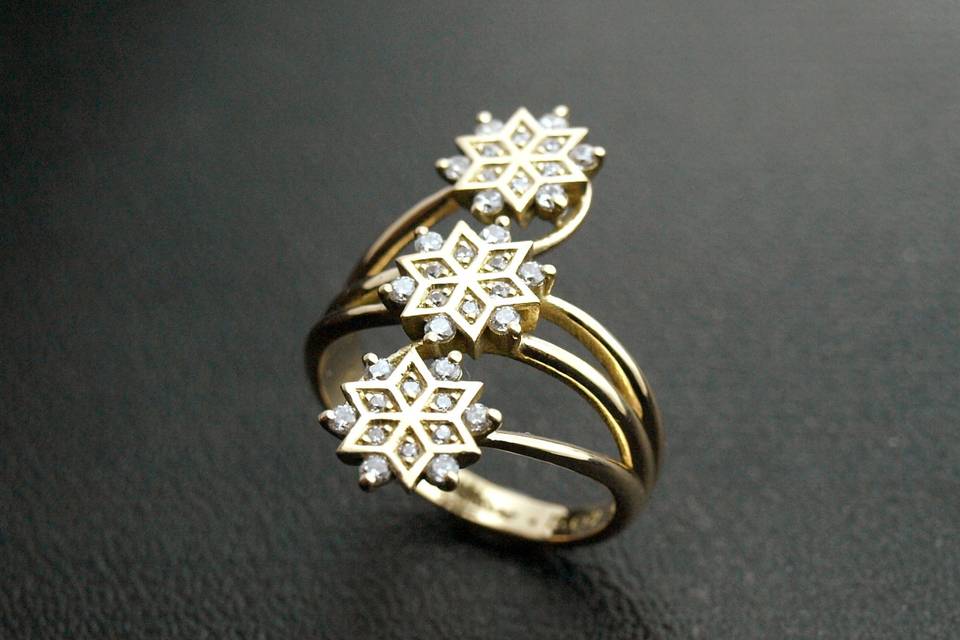 Bague fiançailles flocon neige