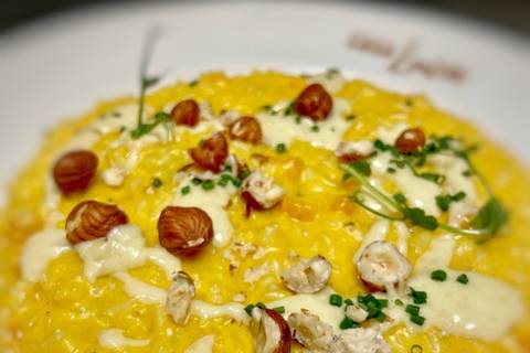 Risotto noisettes crème parmes