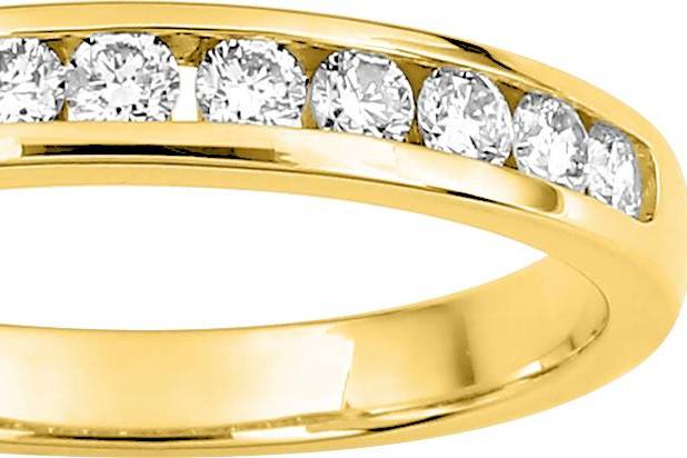 Alliance or jaune et diamants