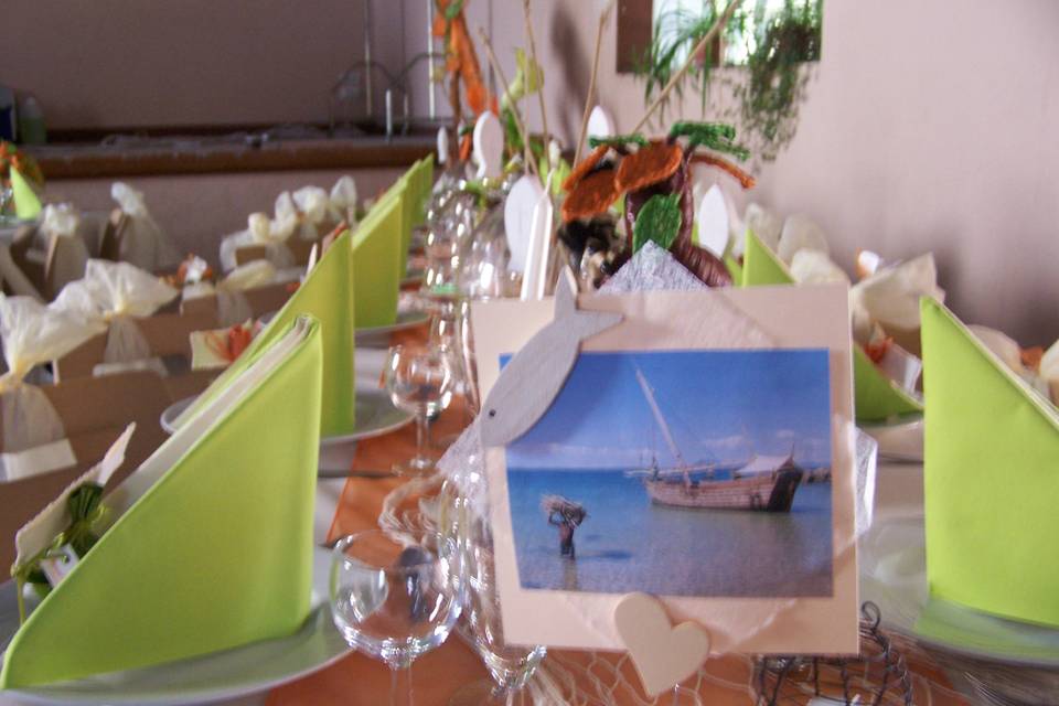 Table décorée pêcheur plage