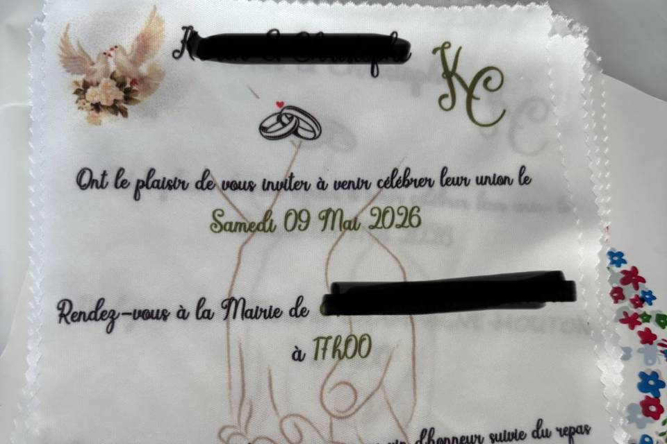 Faire part sur lingette lunett