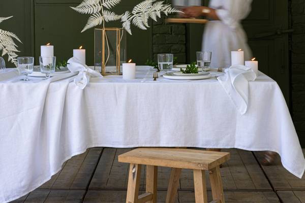 Linge de table blanc 100 % lin