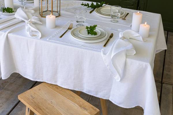 Linge de table blanc 100 % lin