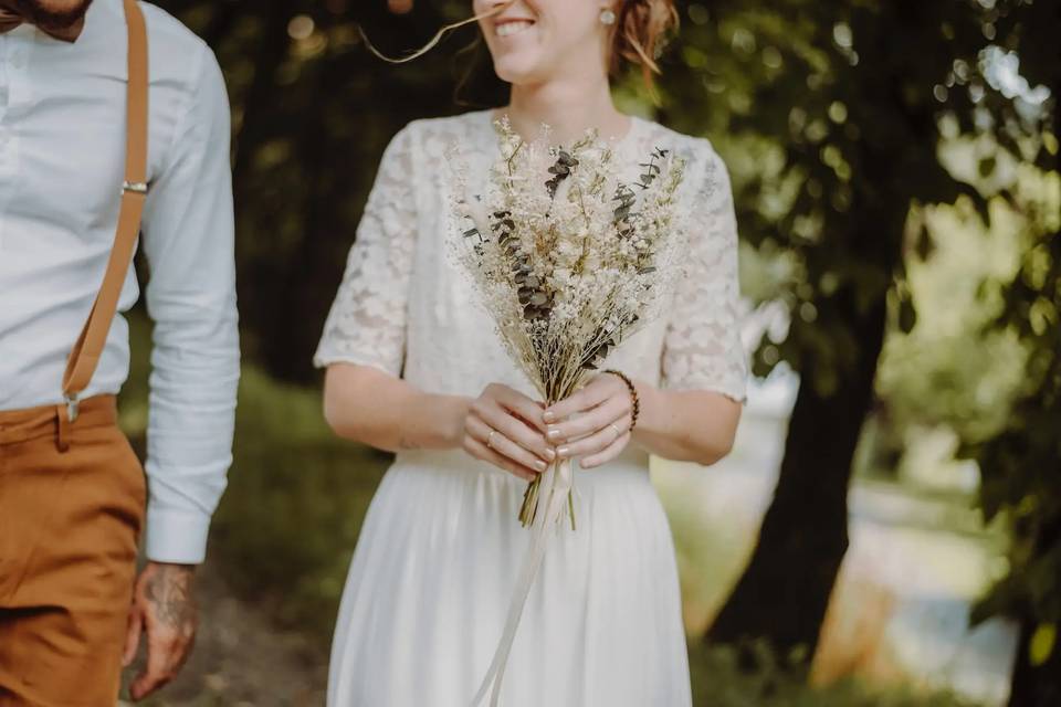 Bouquet mariée fleurs séchées