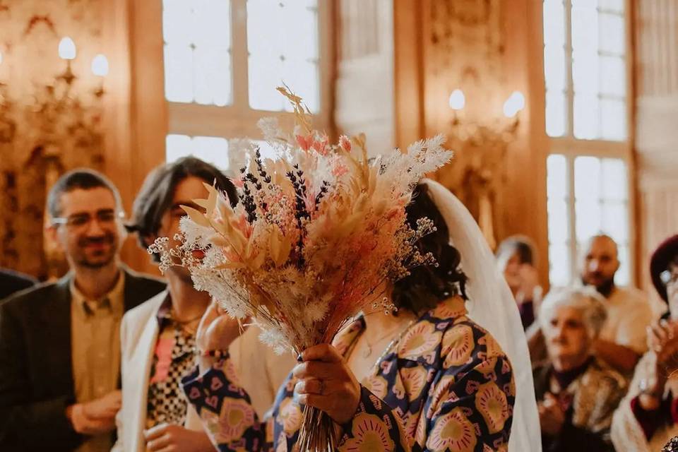 Bouquet mariée fleurs séchées