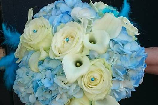 Bouquet rond turquoise